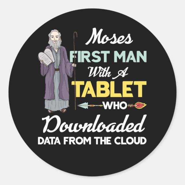 Passover Moses first man downloaded data from the  Classic Round Sticker (Front)