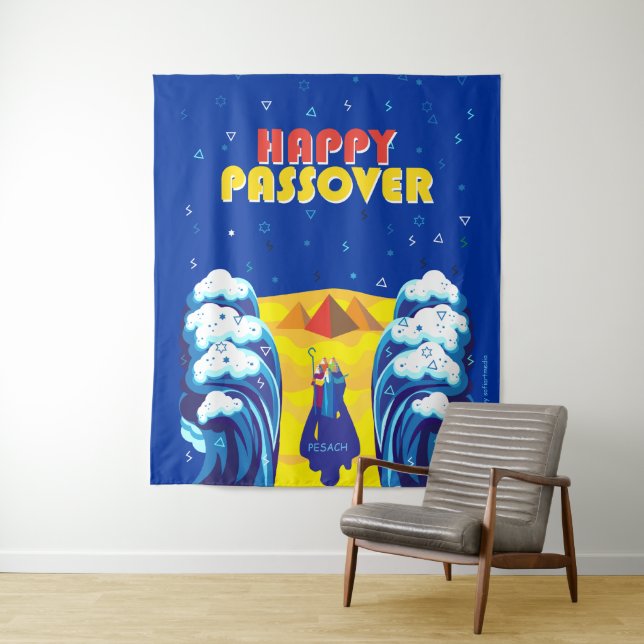 Passover Moses & Israelites' Exodus Pop Art Paint Tapestry (In Situ)