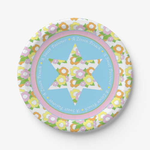 Passover Paper Plate Pastel Floral Pattern