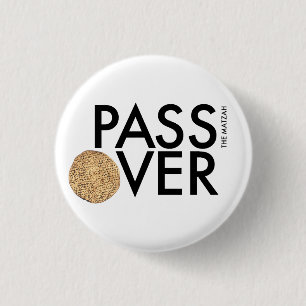 Passover - PASS the matzah OVER - Seder Pesach Button