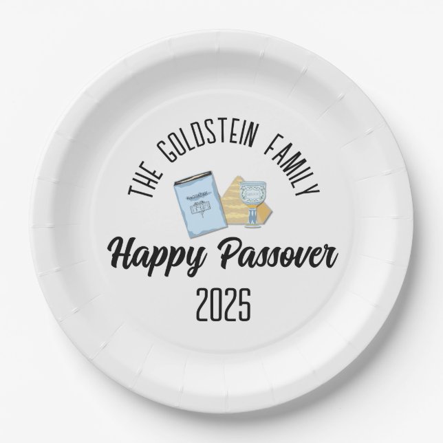 Passover Personalized Family Name  Paper Plates (Front)