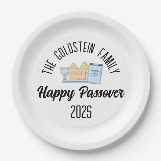 Passover Personalized Family Name  Paper Plates (Front)