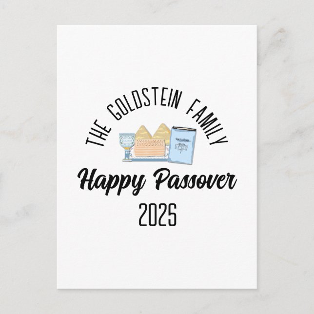Passover Personalized Family Name  Postcard (Front)