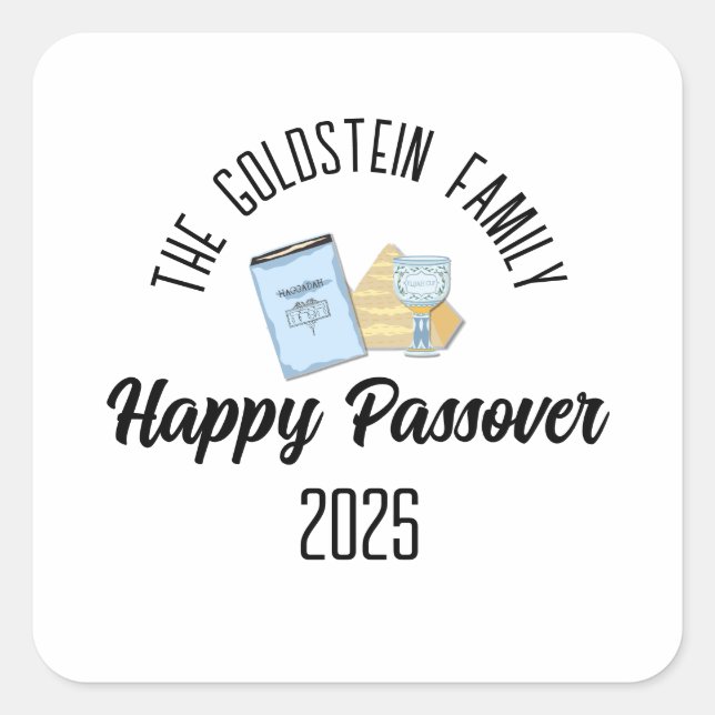 Passover Personalized Family Name  Square Sticker (Front)