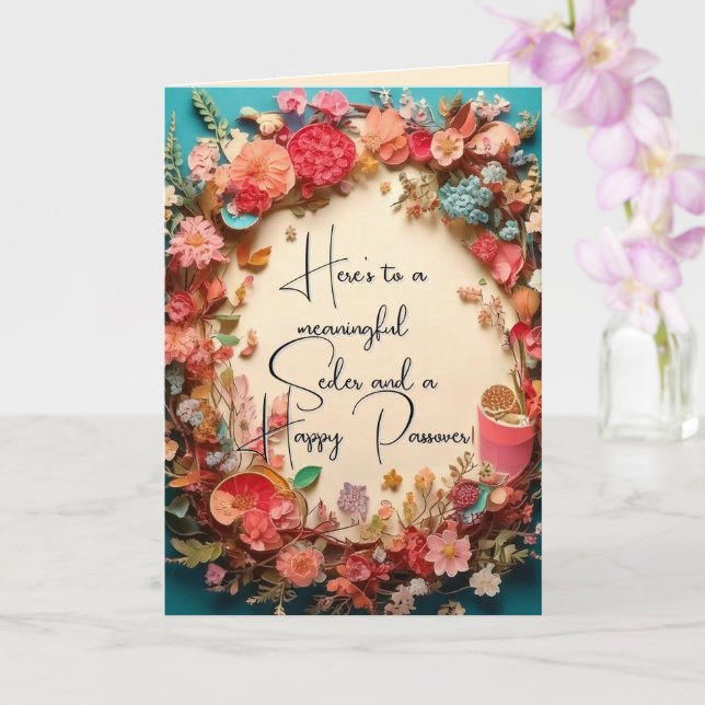 Passover Pesach Jewis Holiday Greeting Card (Orchid)