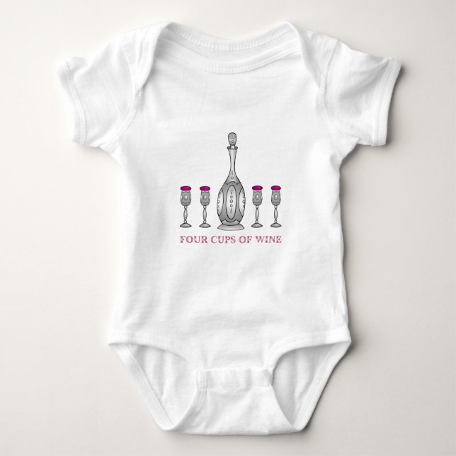 PASSOVER PESACH PRESENT FOUR CUPS OF WINE BABY BODYSUIT (Front)