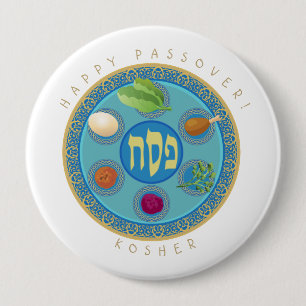 Passover Plate Kosher Pesach Button