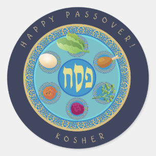 Passover Plate Kosher Pesach Classic Round Sticker