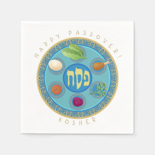 Passover Plate Kosher Pesach Symbols Napkins