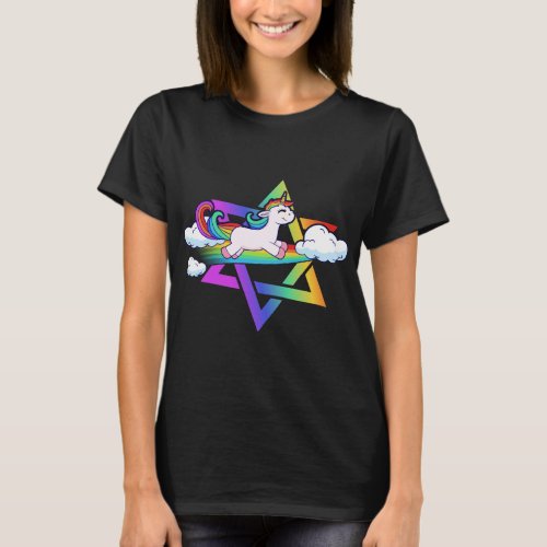 Passover Rainbow Star Of David Jewnicorn T_Shirt