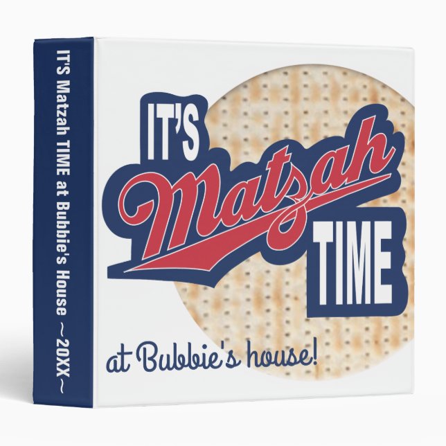 Passover Recipe Book Binder "It's Matzah Time" (Front/Spine)