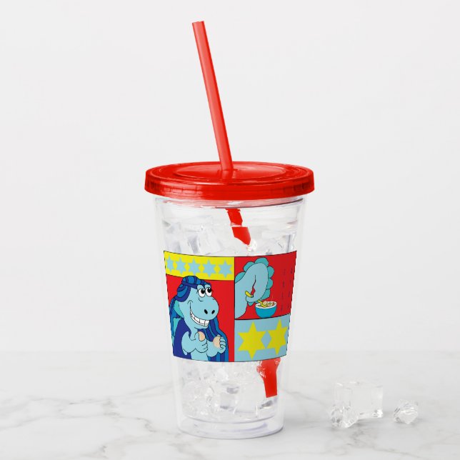 Passover Red Acrylic Tumbler 16 oz Sedersaurus (Front Ice)