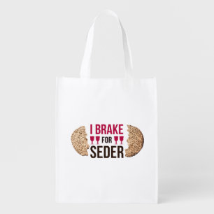 Passover Seder. I brake for Seder. Pesach, Matzah Grocery Bag
