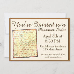 Passover Seder Jewish Holiday Dinner Matzo Matzah Invitation