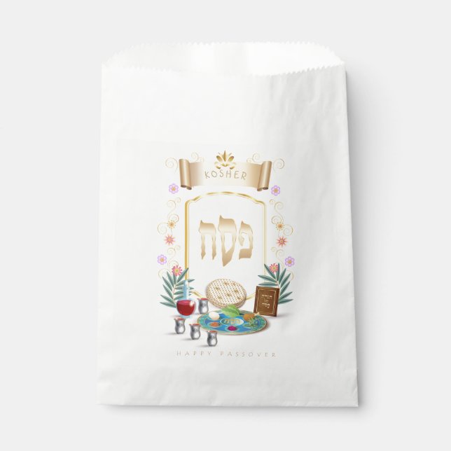 Passover Seder Kosher Pesach Symbols Favor Bag (Front)