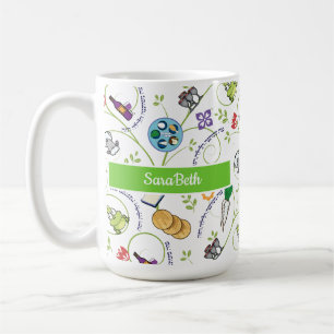 Passover Seder Matza Wine Frogs Colorful Quirky Coffee Mug