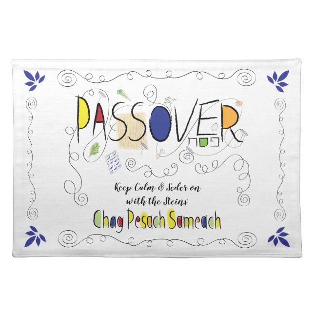Passover "Seder On" Cloth Placemat (Front)