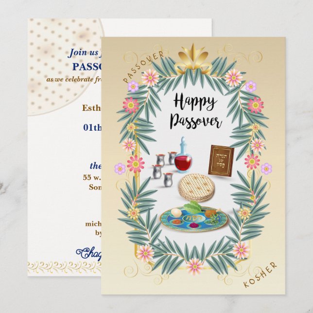 Passover Seder Pesach Jewish Holiday Invitation (Front/Back)
