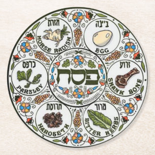 Passover Seder plate Round Paper Coaster