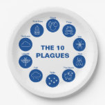 Passover Seder The 10 Plagues Blue And White  Paper Plates at Zazzle