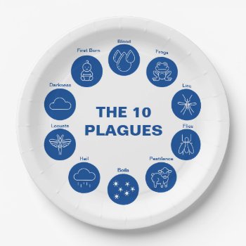 Passover Seder The 10 Plagues Blue And White  Paper Plates by Shiksas_Chrismukkah at Zazzle