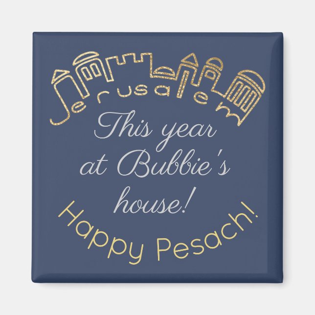 Passover Square Magnet "Gold Jerusalem" (Front)