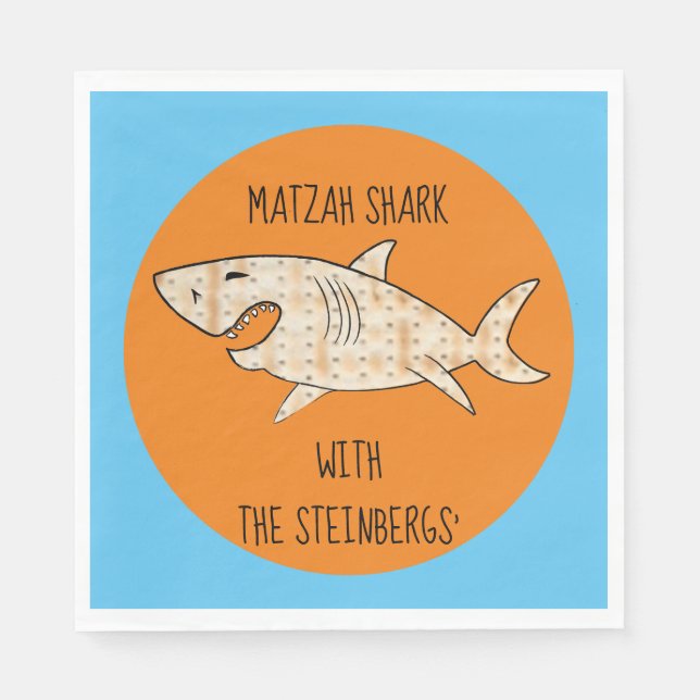 Passover Standard Napkins Matzah Shark Pattern (Front)