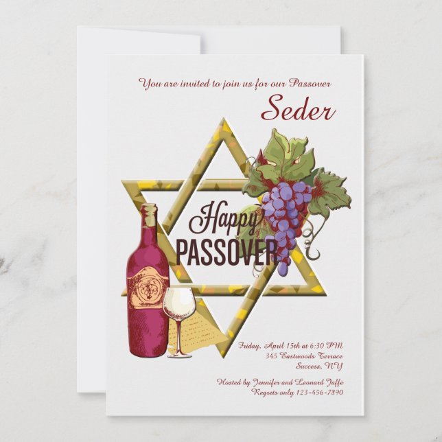 Passover Star of David Invitation (Front)