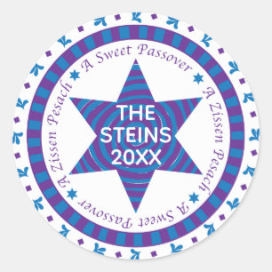 Passover Sticker Circle "Blue/Purple Star"