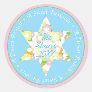 Passover Sticker Circle "Passover Flowers"