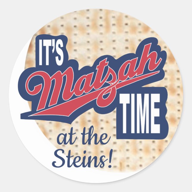 Passover Sticker Round "It's Matzah Time" (Front)