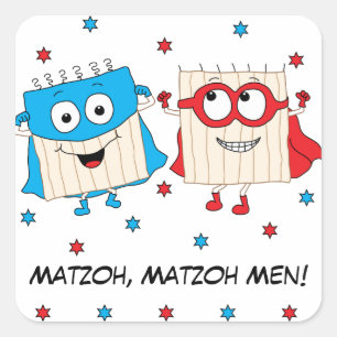 Passover Sticker Square "Matzoh, Matzoh Men!"