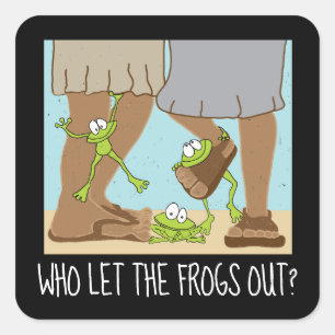 Passover Sticker Square Who let the frogs out?