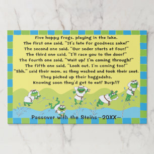 Passover Tearaway Placemat Pad/"5 Hoppy Frogs"