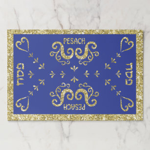 Passover Tearaway Placemat Pad/Blue,Gold Elegant