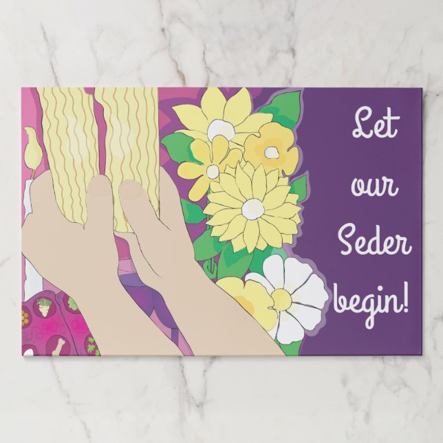 Passover Tearaway Placemat Pad/Floral Seder Mats (Front)