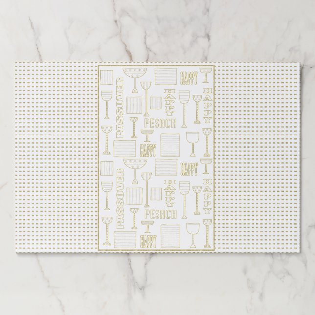 Passover Tearaway Placemat Pad/Gold Glasses/Matzah (Front)