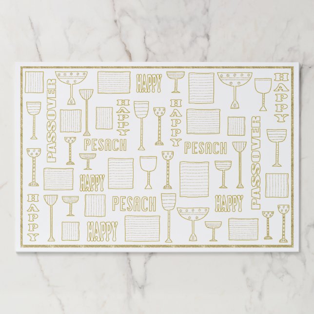 Passover Tearaway Placemat Pad/Gold Sparkly Matzah (Front)