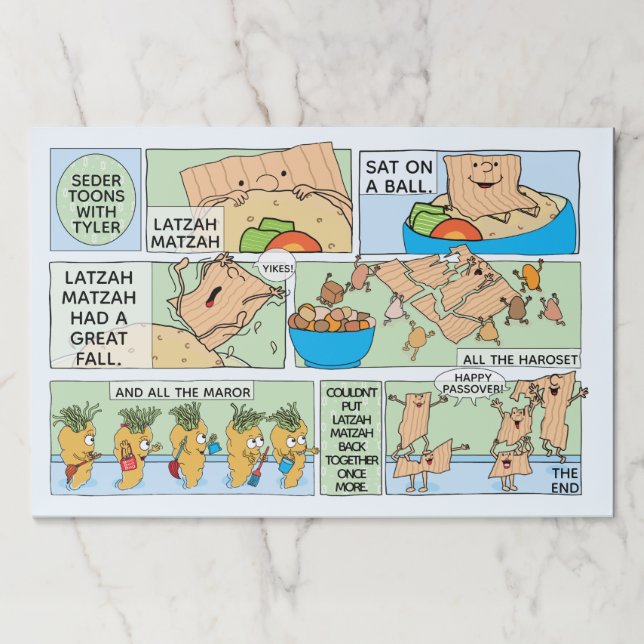 Passover Tearaway Placemat Pads Funny Seder Toons (Front)