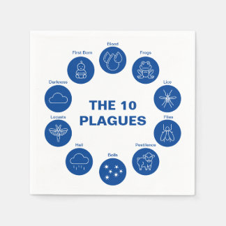 Passover The 10 Plagues Blue and White Sedar Napkins