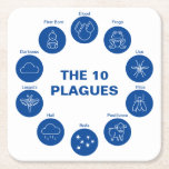 Passover The 10 Plagues Blue And White Sedar Square Paper Coaster at Zazzle