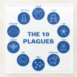 Passover The 10 Plagues Blue And White Seder Glass Coaster at Zazzle
