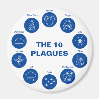 Passover The 10 Plagues Blue and White Seder Magnet