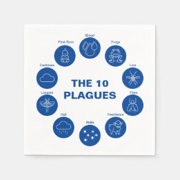 Passover The 10 Plagues Blue and White Seder Napkins