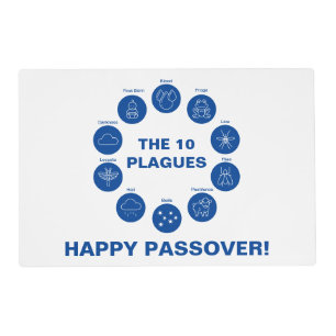 Passover The 10 Plagues Blue and White Seder  Placemat
