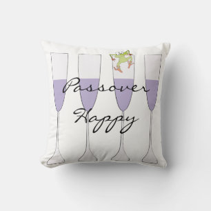 Passover Throw Pillow 16"  "Wine & Frog"