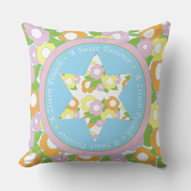Passover Throw Pillow 20"  "Floral Sweet Passover" (Front)