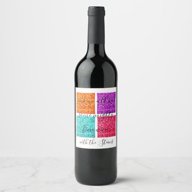 Passover Wine Bottle Label Colorful Matzahs (Front)