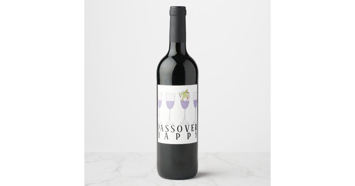 Passover Wine Bottle Label Frog in a Glass | Zazzle