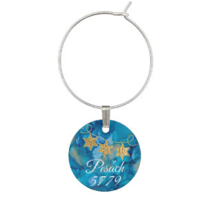 Passover Wine Charm Colorful Blue-Gold Inks